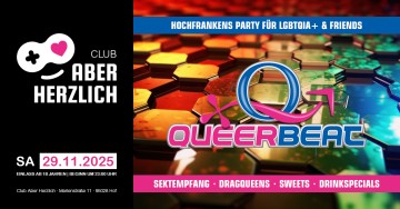 Queerbeat – Hochfrankens Party für LGBTQIA+ & Friends – Sektempfang, Dragqueens & Show